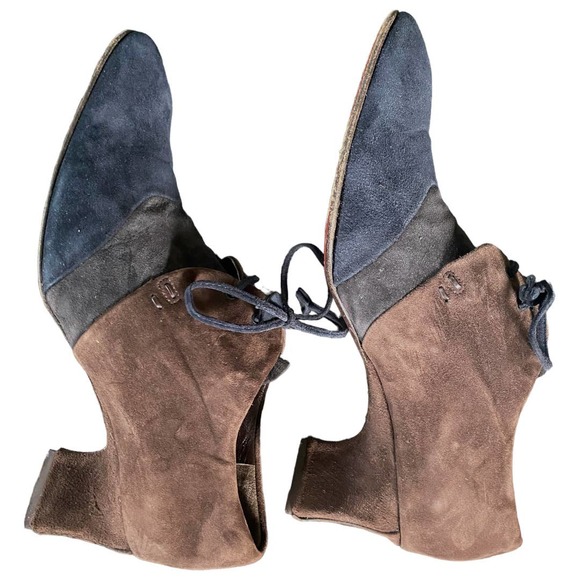 Vintage Multicolor suede Philippe Model Triangle Heeled Oxfords Size 37.5 - Picture 4 of 7